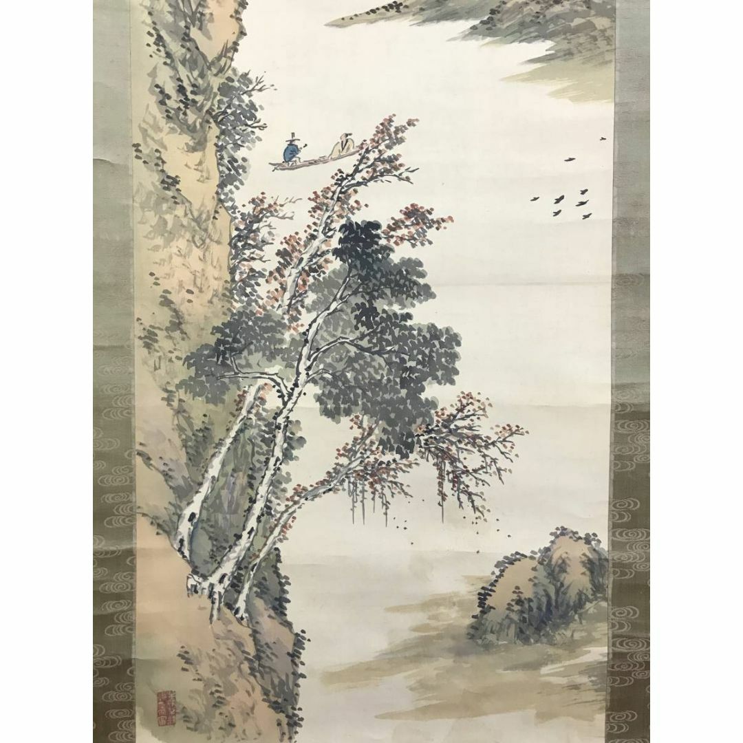 真作鳥海二楽子夏山雨後山水図掛軸☆宝船☆AD391 悔しい 売買 真作鳥海二楽子夏山雨後山水図掛軸☆宝船☆AD391 悔しい 売買