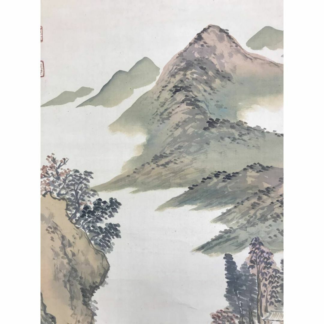 真作/西尾廣耕/山水遊舟図/青緑秋景掛軸☆宝船☆AD-883の通販 by 真作/西尾廣耕/山水遊舟図/青緑秋景掛軸☆宝船☆AD-883の通販 by