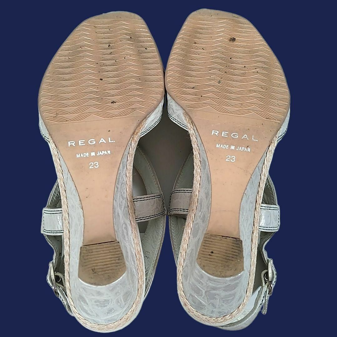 REGAL(リーガル)のリーガル◎本革サンダル(23)クロスベルト ストラップ ウェッジソール グレー レディースの靴/シューズ(サンダル)の商品写真
