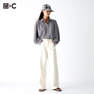 ☆新品☆UNIQLO C ワイドストレートジーンズ　オフホワイト　サイズ25(デニム/ジーンズ)