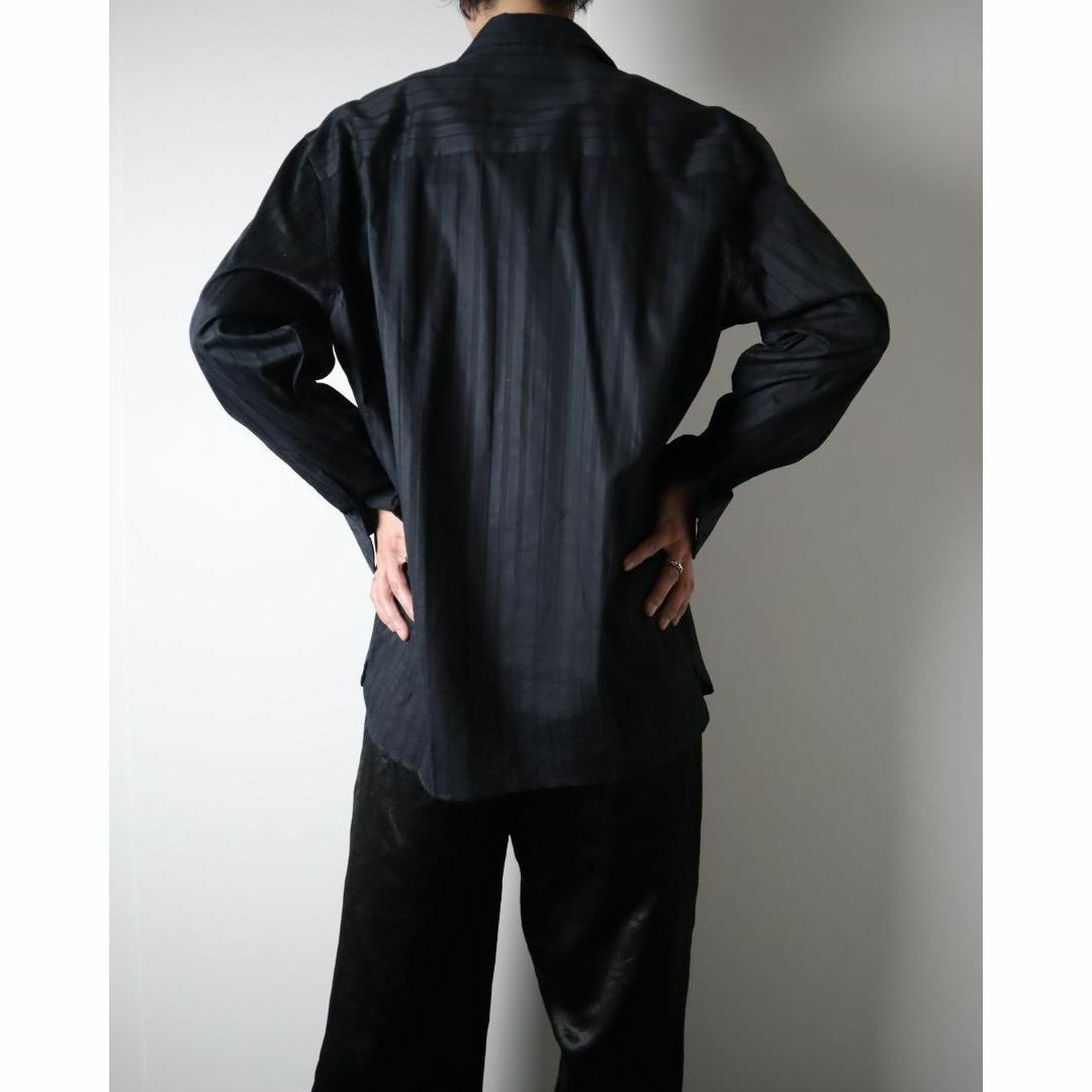 VINTAGE(ヴィンテージ)のJOHN HENRY シースルー シアー ストライプ 長袖シャツ 黒 ブラック メンズのトップス(シャツ)の商品写真