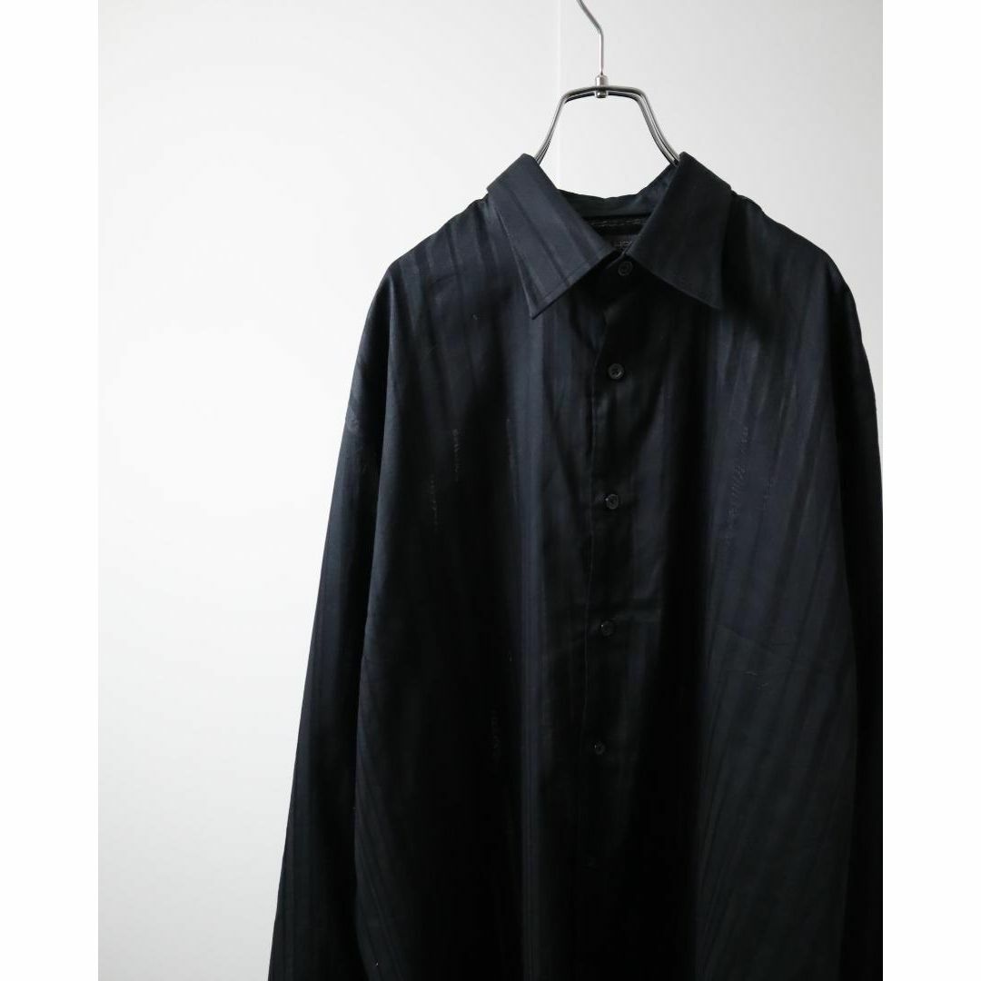 VINTAGE(ヴィンテージ)のJOHN HENRY シースルー シアー ストライプ 長袖シャツ 黒 ブラック メンズのトップス(シャツ)の商品写真