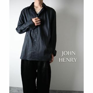 ヴィンテージ(VINTAGE)のJOHN HENRY シースルー シアー ストライプ 長袖シャツ 黒 ブラック(シャツ)