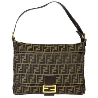 フェンディ(FENDI)のフェンディ FENDI ズッカ柄 マンマバゲット ショルダーバッグ キャンバス レザー 26425 ブラウン【中古】(ハンドバッグ)