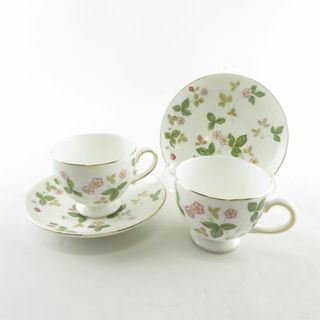 ウェッジウッド(WEDGWOOD)の美品 WEDGWOOD ウェッジウッド ワイルドストロベリー ティーカップ＆ソーサー 2客 ペア リー SU6723Q (グラス/カップ)