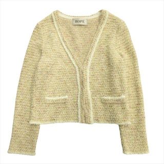 美品 ロペ ROPE ツイード ジャケット ブルゾン ノーカラー フック M