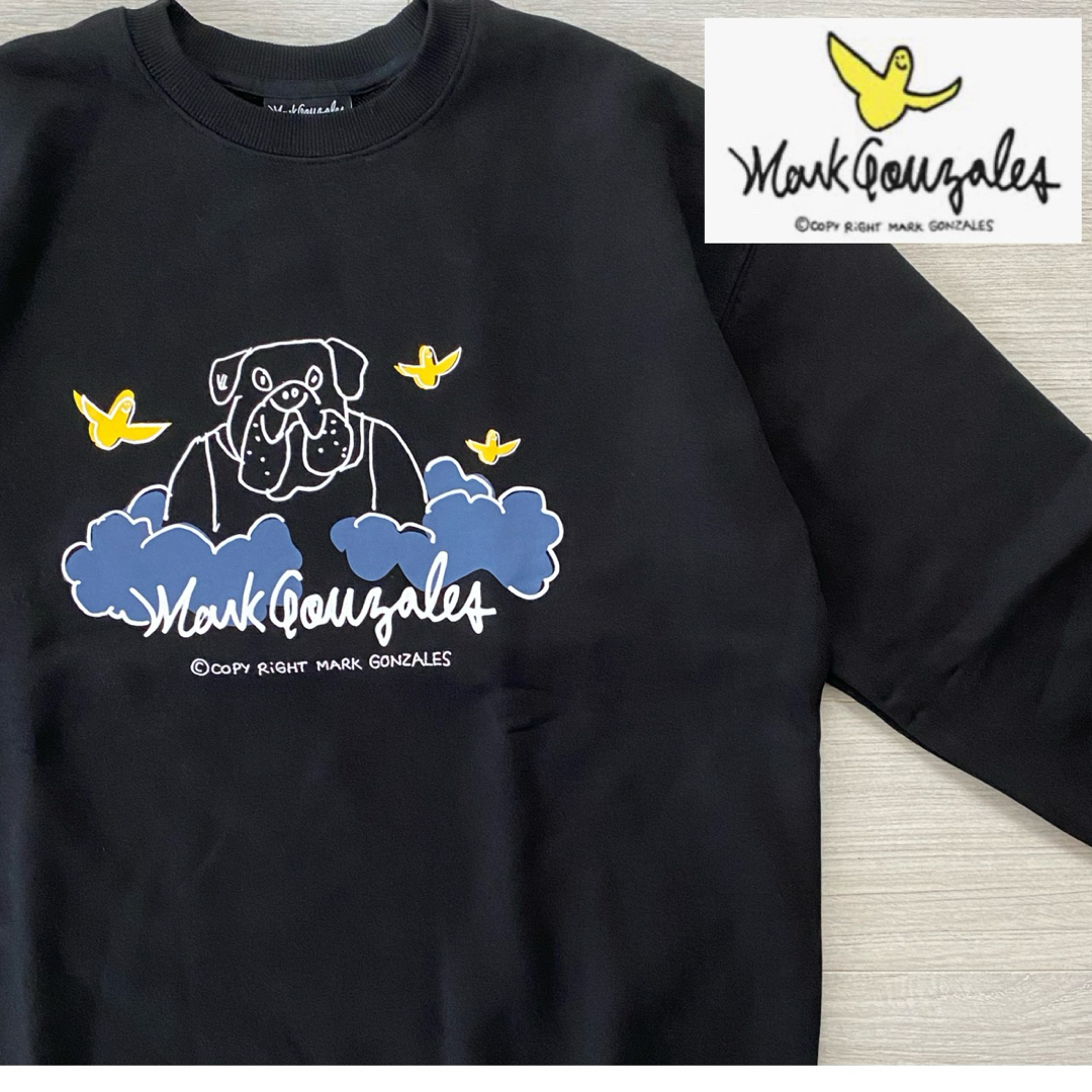 Mark Gonzales(マークゴンザレス)の新品 マークゴンザレス スウェット トレーナー オーバーサイズ ブルドッグ 犬 レディースのトップス(トレーナー/スウェット)の商品写真