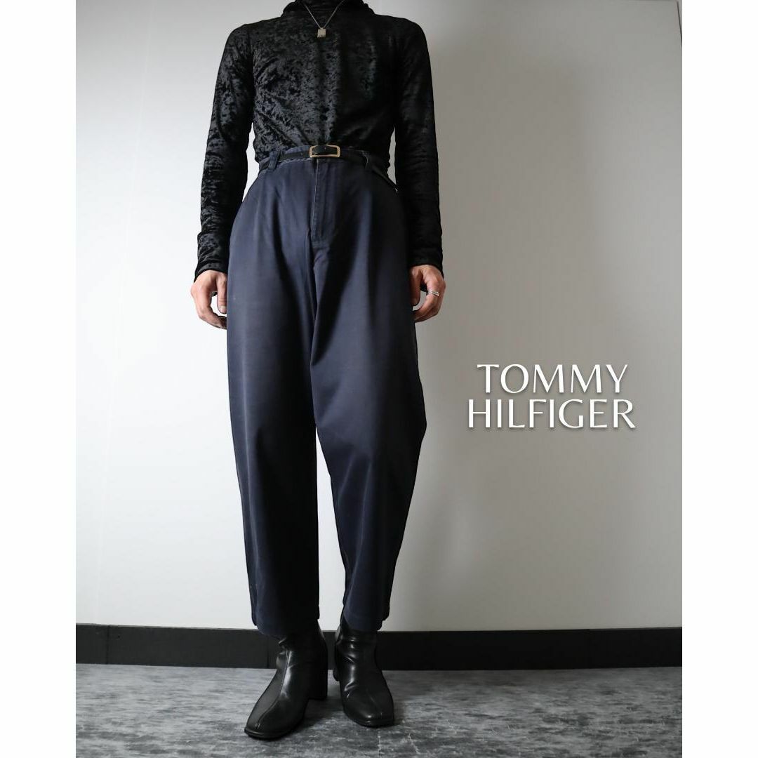 TOMMY HILFIGER(トミーヒルフィガー)の90s トミーヒルフィガー ワイドストレート チノパン コットンパンツ 濃紺 メンズのパンツ(チノパン)の商品写真
