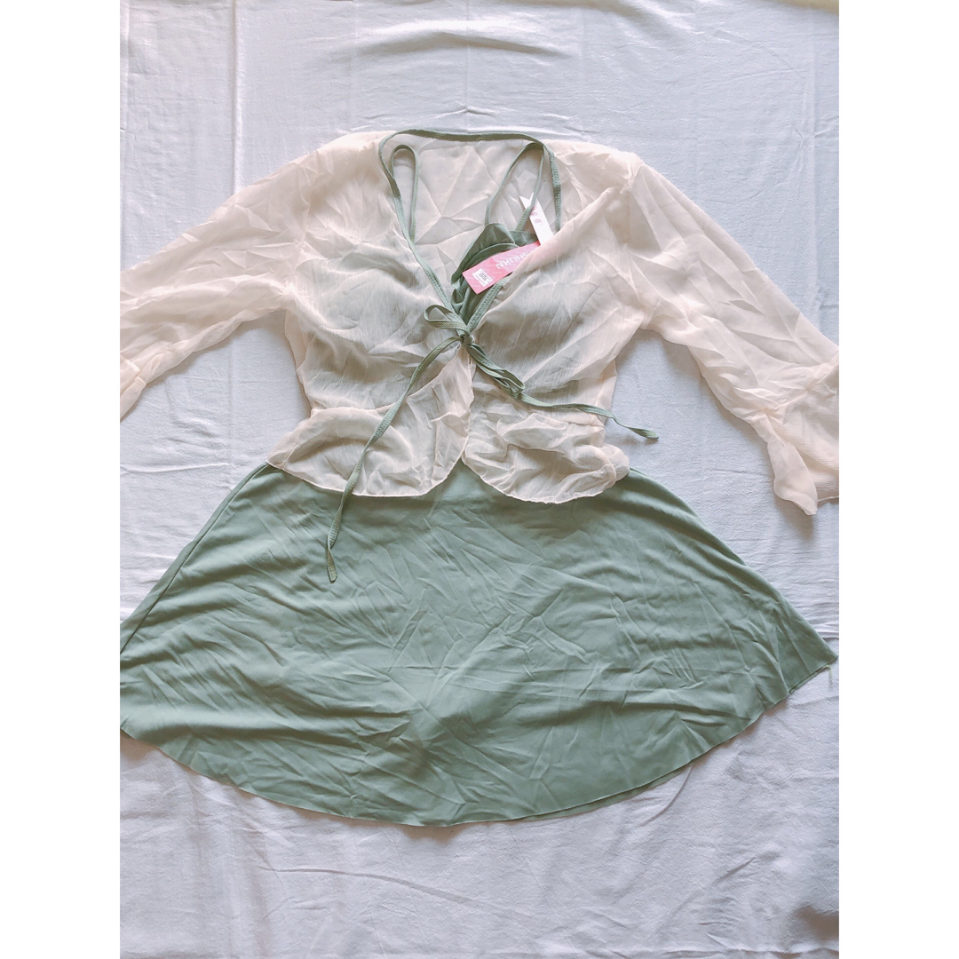 水着 レディース 韓国 ワンピース 体型カバー ワンピース水着 グリーン 夏 レディースの水着/浴衣(水着)の商品写真