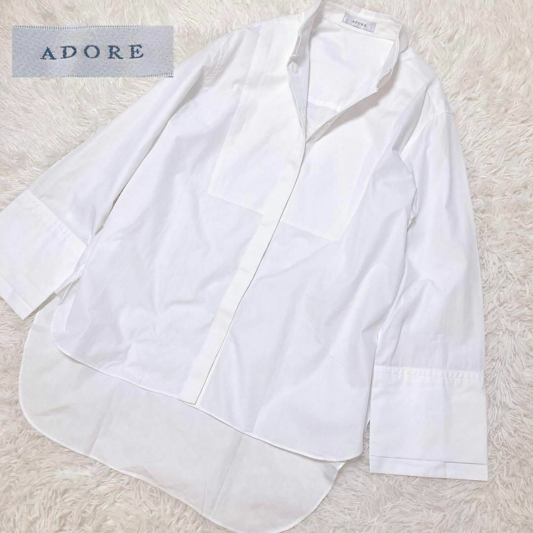 ADORE(アドーア)のアドーア　オーバーサイズシャツ　比翼ボタン　二重袖　ゆったり レディースのトップス(シャツ/ブラウス(長袖/七分))の商品写真