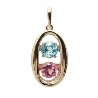 ブルートパーズピンクトルマリンダンシングペンダント K18(PG) 0.28ct 0.26ct 1.3g(ネックレス)