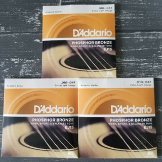 新品　D'Addario ダダリオ アコースティックギター弦 EJ15 3個(弦)