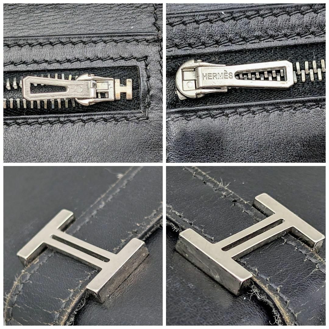 Hermes(エルメス)のエルメス べアンコンパクト ボックスカーフ ブラック シルバー金具 折り財布 レディースのファッション小物(財布)の商品写真