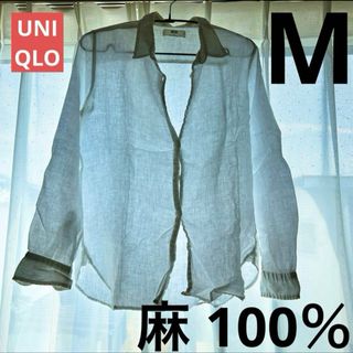 ユニクロ(UNIQLO)のUNIQLO ユニクロ レディース 麻100% 日焼け対策 白Tシャツ(シャツ/ブラウス(長袖/七分))