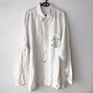 ヴィンテージ(VINTAGE)のVINTAGE RAIKA 麻 リネン シャツ 長袖　羽織 きなり 刺繍　L(シャツ)