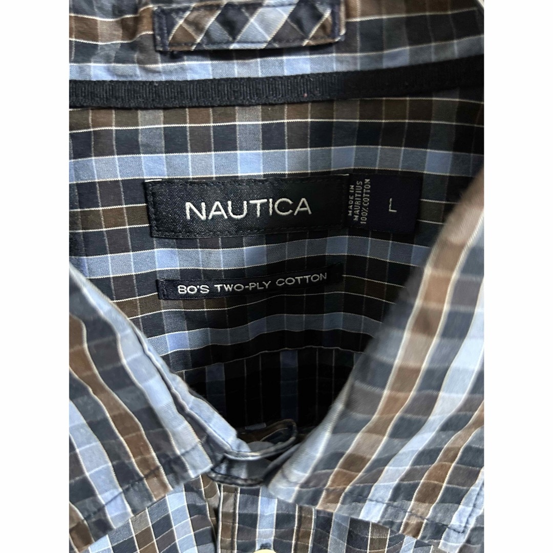 NAUTICA(ノーティカ)のnautica ノーティカ チェックシャツ ワンポイント ブルー ブラウン L メンズのトップス(シャツ)の商品写真