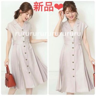 アプワイザーリッシェ(Apuweiser-riche)の春服★新品タグ付き★アプワイザーリッシェ　バックプリーツ切替ワンピース(ひざ丈ワンピース)