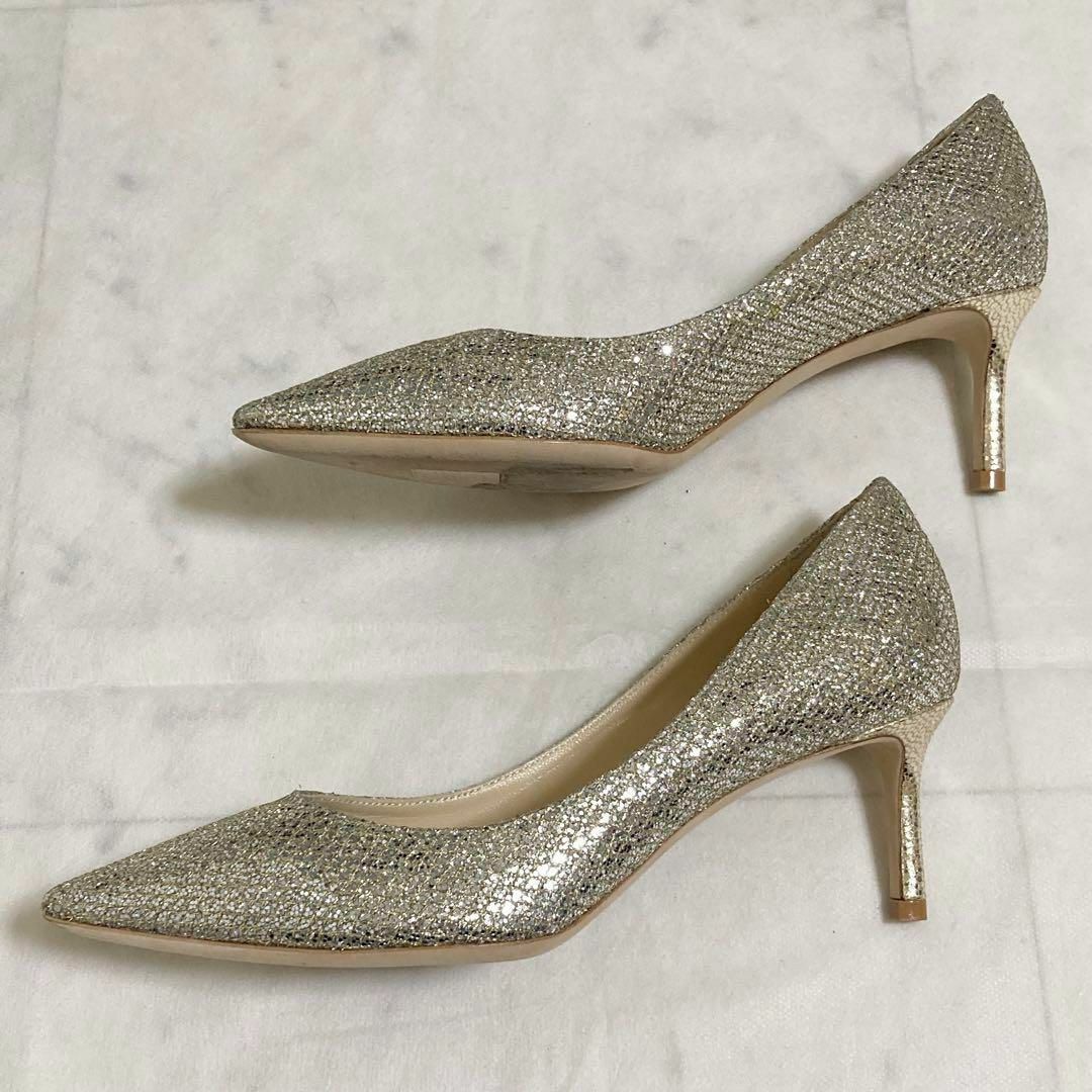 JIMMY CHOO(ジミーチュウ)の極美品　ジミーチュウ　ROMY　パンプス　グリッター　保存袋　保存箱付き　38 レディースの靴/シューズ(ハイヒール/パンプス)の商品写真