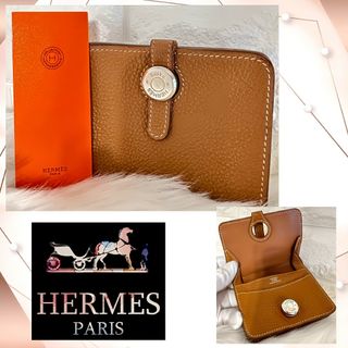 エルメス(Hermes)のHERMES エルメス ドゴン カードケース ゴールド エバーカラー U刻印(パスケース/IDカードホルダー)