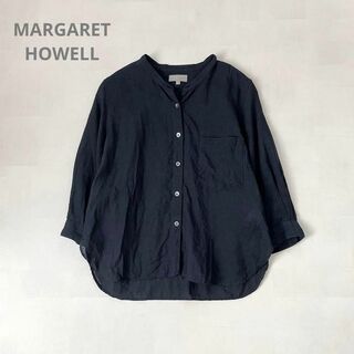 MARGARET HOWELL - 定価3万円　マーガレットハウエル　FINE LINEN リネンシャツ　ネイビー