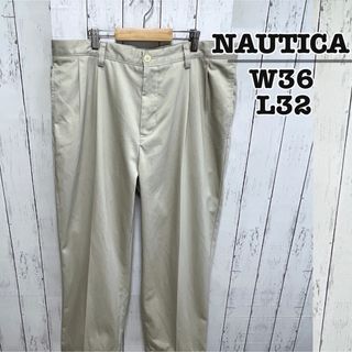 NAUTICA - Nautica　チノパンスラックス　ホワイトベージュ　ワイド　W36　USA古着