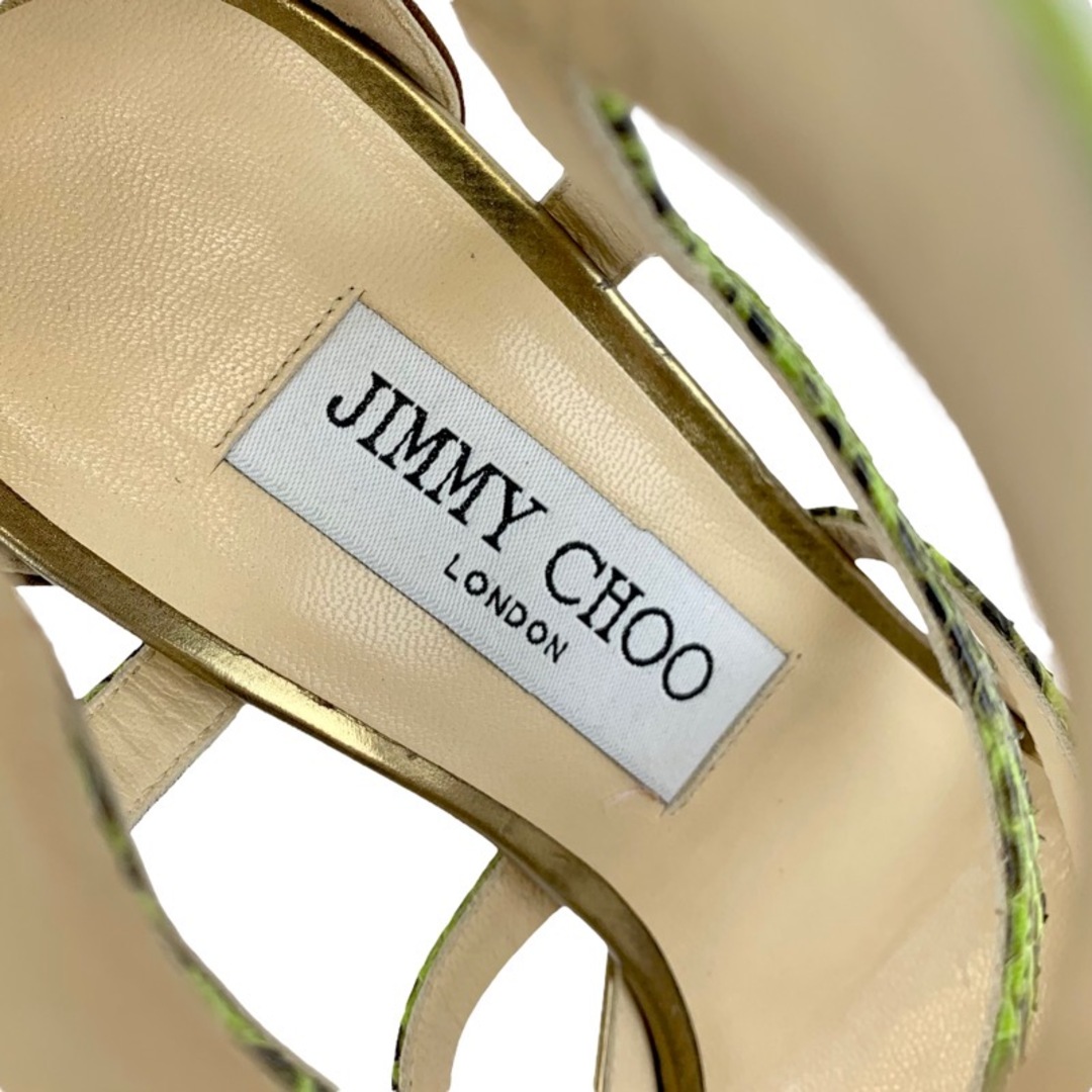 JIMMY CHOO(ジミーチュウ)のジミーチュウ JIMMY CHOO サンダル 靴 シューズ スエード レザー ゴールド ブラウン グリーン系 パイソン レディースの靴/シューズ(サンダル)の商品写真