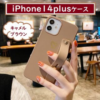 送料込iPhone14plusケース スマホ アイフォン 落下防止ベルト付 BW(iPhoneケース)