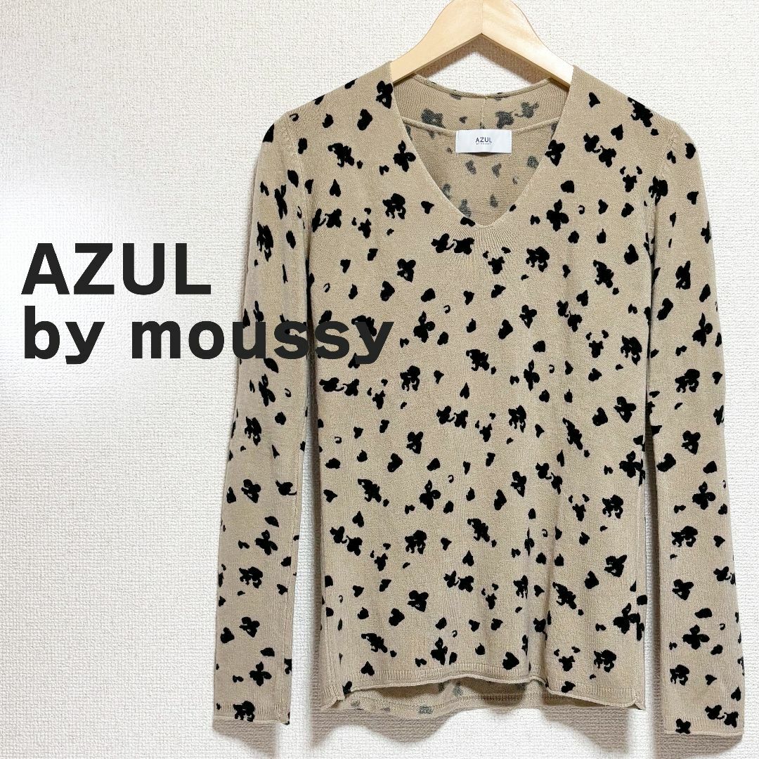 AZUL by moussy(アズールバイマウジー)のAZUL by moussy アズール　マウジー　 セーター　ベージュ　花柄 M レディースのトップス(ニット/セーター)の商品写真