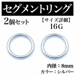 セグメントリング 16G 2本 フープピアス ボディピアス シルバー BP174