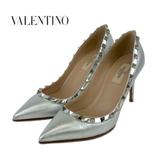 ヴァレンティノ(VALENTINO)のヴァレンティノ VALENTINO パンプス 靴 シューズ レザー シルバー ロックスタッズ パーティーシューズ(ハイヒール/パンプス)