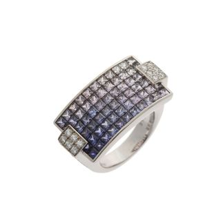 ジュネ  サファイア 5.52ct ダイヤ 0.96ct グラデーション(リング(指輪))