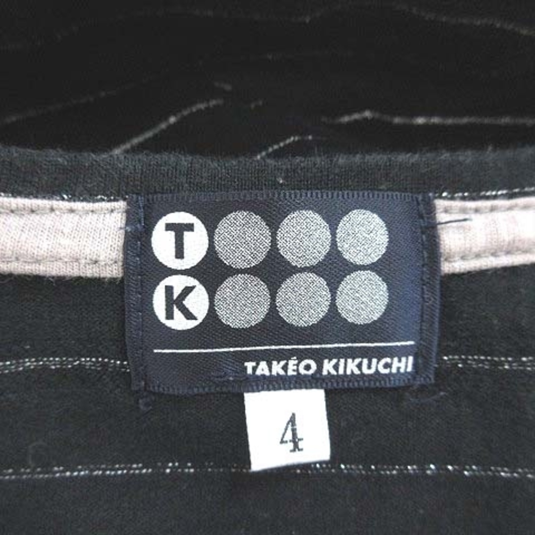 TAKEO KIKUCHI(タケオキクチ)のタケオキクチ Tシャツ 長袖 ヘンリーネック ボーダー 4 黒 ■MO メンズのトップス(Tシャツ/カットソー(七分/長袖))の商品写真