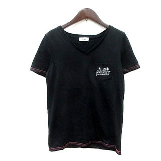 ロデオクラウンズワイドボウル カットソー Tシャツ Vネック 半袖 S 黒(Tシャツ(半袖/袖なし))