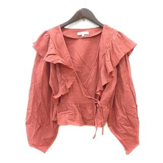 マウジー(moussy)のマウジー ブラウス カシュクール ストライプ 長袖 フリル 1 オレンジ(シャツ/ブラウス(長袖/七分))