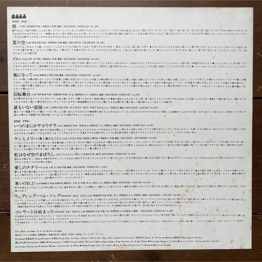 BUZZ ケンとメリー / バズ　BUZZ LP レコード vinyl エンタメ/ホビーのエンタメ その他(その他)の商品写真