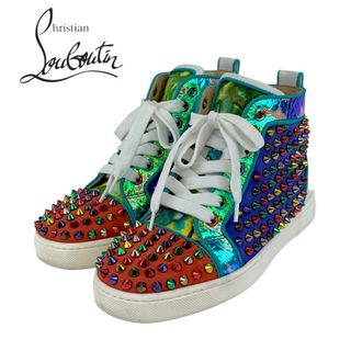 クリスチャンルブタン(Christian Louboutin)のクリスチャンルブタン Christian Louboutin スニーカー 靴 シューズ レザー スエード レッド ブルー ホワイト ハイカットスニーカー スパイク スタッズ(スニーカー)