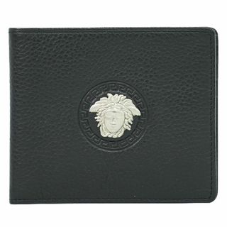 Gianni Versace - 本物 ジャンニ ヴェルサーチ GIANNI VERSACE メドゥーサ 折財布 コンパクトウォレット レザー ブラック Medusa 財布 ウォレット 中古