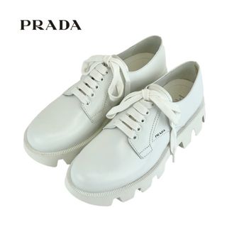 プラダ(PRADA)のプラダ PRADA スニーカー 靴 シューズ レザー ホワイト 未使用 レースアップシューズ ロゴ(スニーカー)