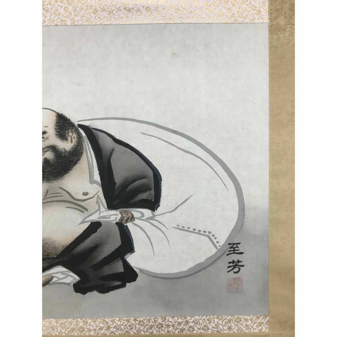 真作/至芳/布袋図/ホテイ図/横物/掛軸☆宝船☆AD-595の通販 by 真作/至芳/布袋図/ホテイ図/横物/掛軸☆宝船☆AD-595の通販 by