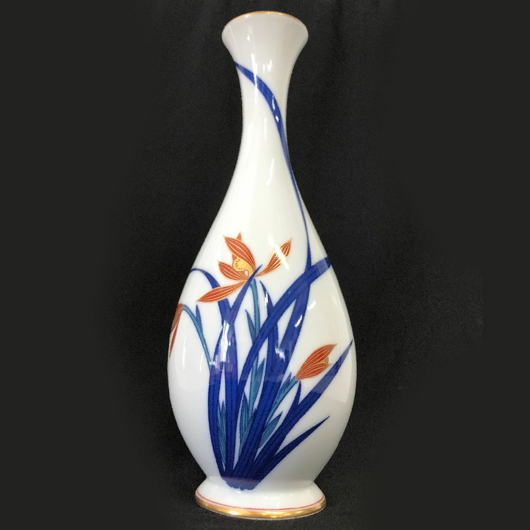 有田焼 香蘭社 ファウント 花瓶 菖蒲柄 有田焼 香蘭社 ファウント 花瓶 菖蒲柄
