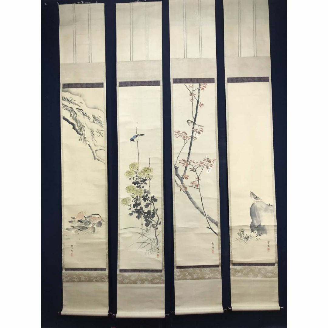 真作/森川曽文/四季花鳥図/花鳥図/掛軸☆宝船☆AD-211の通販 by 真作/森川曽文/四季花鳥図/花鳥図/掛軸☆宝船☆AD-211の通販 by
