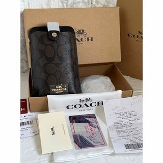 COACH スマホショルダーバッグ ブラウン×ブラック 新品