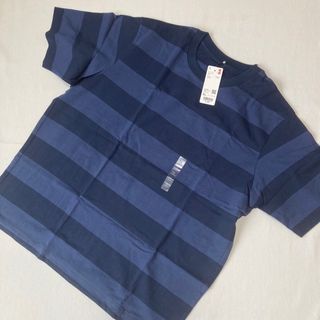 ユニクロ(UNIQLO)のユニクロ/オーバーサイズボーダーTシャツ/5分袖/69ネイビー/綿100%/XL(Tシャツ/カットソー(半袖/袖なし))