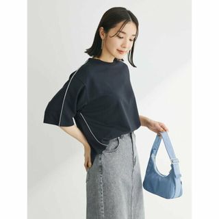 グリーンパークス(green parks)の【ブラック】ライン使いポンチカットプルオーバー 24SS/クルーネック/体型カバー/半袖/夏(カットソー(長袖/七分))