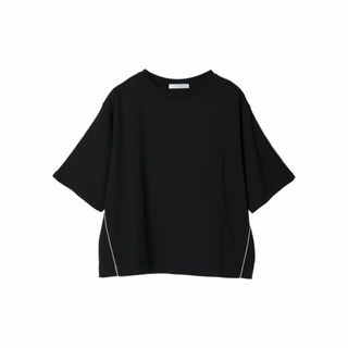 【ブラック】ライン使いポンチカットプルオーバー 24SS/クルーネック/体型カバー/半袖/夏