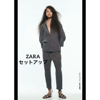 ザラ(ZARA)のZARA シャツ　パンツ　リネン　セットアップ(シャツ/ブラウス(長袖/七分))