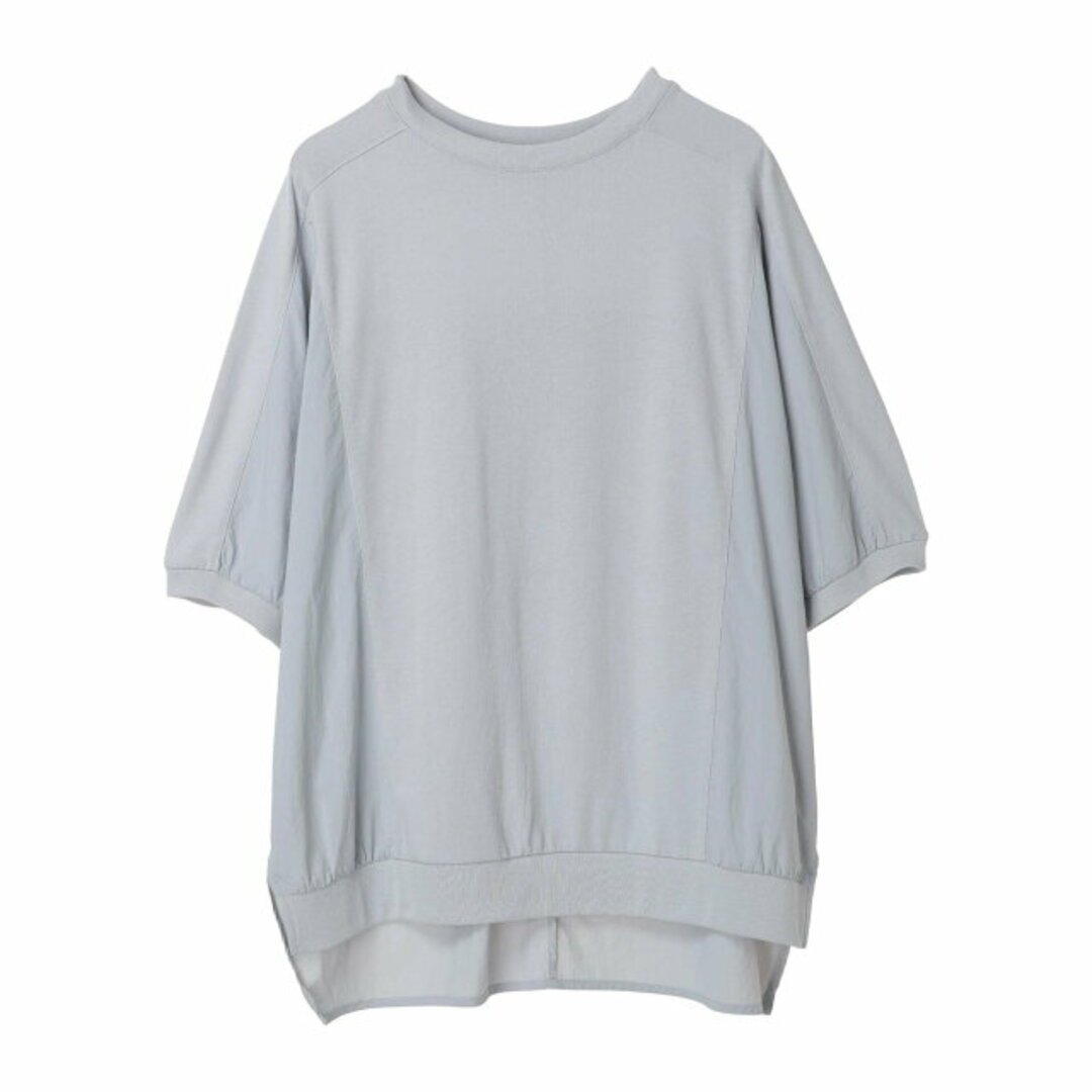 green parks(グリーンパークス)の【グレー】ナイロンドッキングカットチュニック 24SS/体型カバー/クルーネック/半袖/夏 レディースのトップス(カットソー(長袖/七分))の商品写真