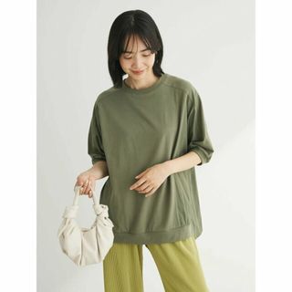 【カーキ】ナイロンドッキングカットチュニック 24SS/体型カバー/クルーネック/半袖/夏