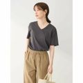 【ダークグレー】汗染み防止VネックTシャツ 24SS/綿100%/半袖/夏/ベー