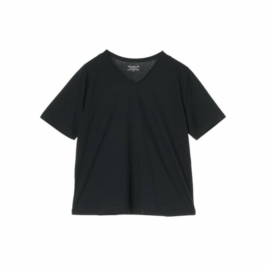 green parks(グリーンパークス)の【ブラック】汗染み防止VネックTシャツ 24SS/綿100%/半袖/夏/ベーシック レディースのトップス(カットソー(長袖/七分))の商品写真